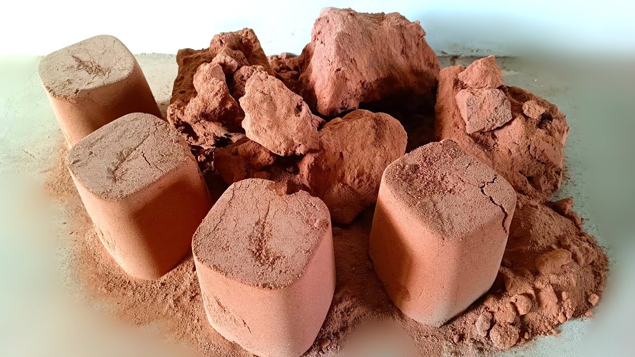 ASMR ✅Powdery Fluffy Pure ❤ Red Dirt Chunks Mugs Super Crispy🤤Earthy Relaxing Dry Floor Crumbling