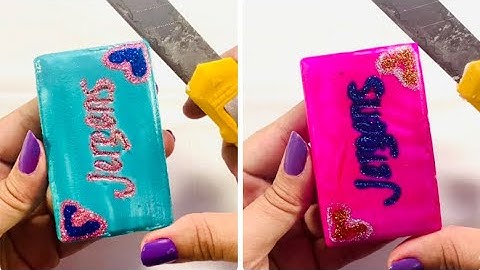 Cutting Sparkly Glittery Painted Varnished Soap Bars! Relaxing satisfying sounds - ASMR Soap!