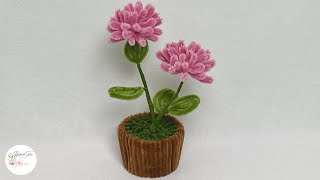 Pipe cleaner flowers - Tutorial make a Chrysanthemum mini Pots beautiful and easy #hmstation
