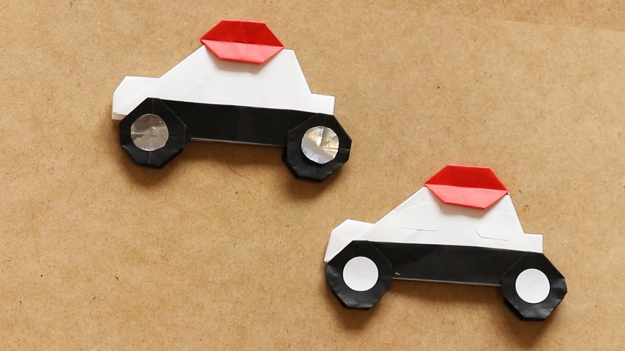 折り紙 折り紙でパトカーの簡単な折り方 かっこいい平面の働く車を作ろう Origami World Youtube