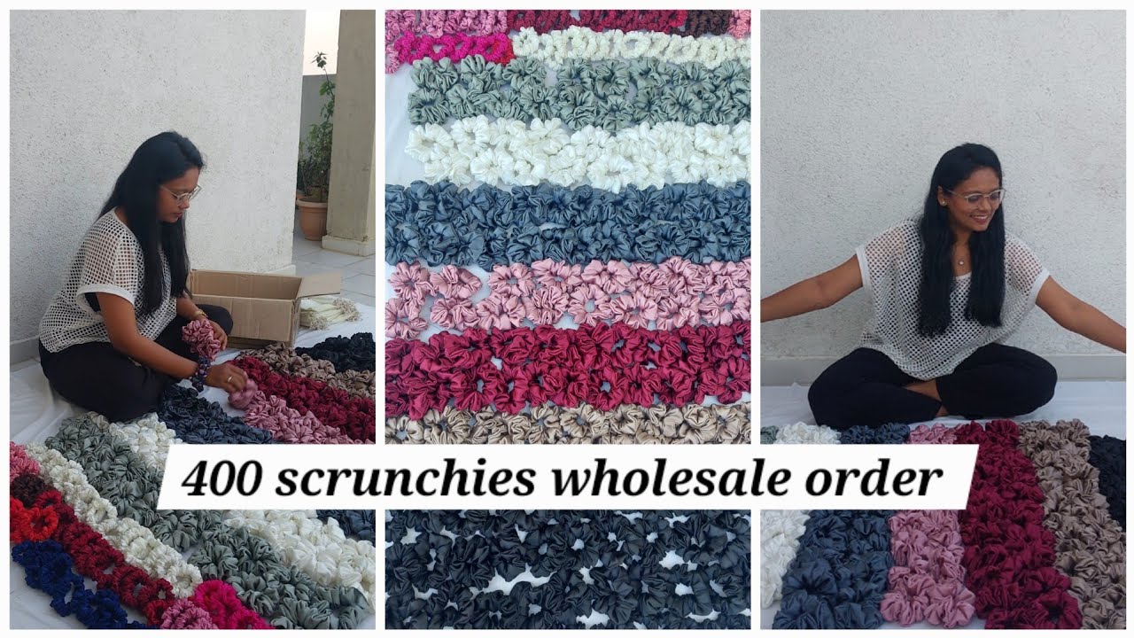 400 scrunchies making | Silk scrunchies |wholesale order packing | small business vlog