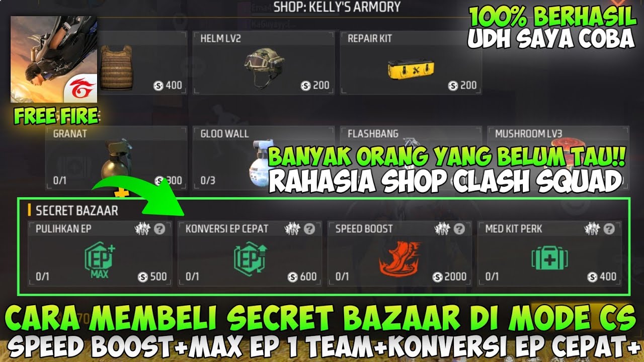 CARA MEMBUKA SHOP SECRET BAZAAR FREE FIRE MODE CLASH SQUAD