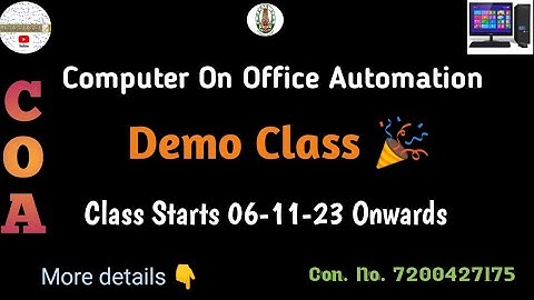 COA demo Class | Computer On Office Automation online class February 2024