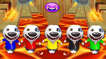 TALKING TOM GOLD RUN - TALKING HANK COLORS REACTION LAVA FALLS/DOWN IN LAVA WORLD FUNNY FAIL