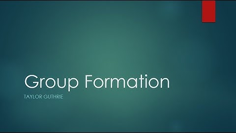 Group Dynamics: What drives group formation?
