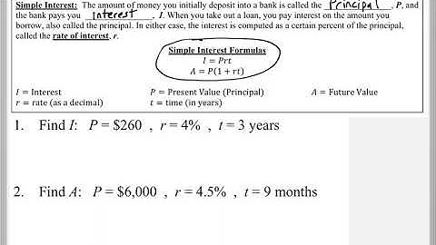 Math 118 : 3.3 #1 (Mathematical Explorations Tutorial : Simple Interest)