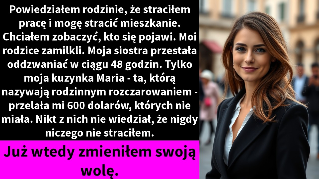 Podczas urodzinowej kolacji mojej matki, gdy wszyscy siedzieli przy stole, odwróciła się do mnie i zapytała: „Lorne, jak tam w pracy?" Wiedziałam, co robi. Pięć tygodni wcześniej powiedziałam...