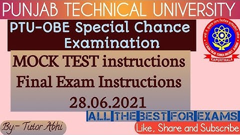 🔴PTU-OBE Special Chance Examination Instructions | Mock Test Instructions | Admit Card |Tutor Abhi