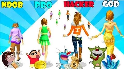 NOOB vs PRO vs HACKER vs GOD in Rich Run 3D Game with Oggy Jack Shinchan Bob Plays Rich Run 3D