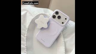 Dreamy Purple iPhone Case with Magnetic Stand ✨ Cute & Protective