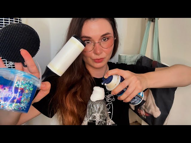ASMR random triggers on the mic, shaving cream, slime, lint roller and more 🪒