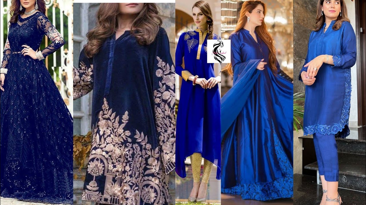 blue colour dress design ROYAL BLUE DRESS – ALBINA DYLA main image 1