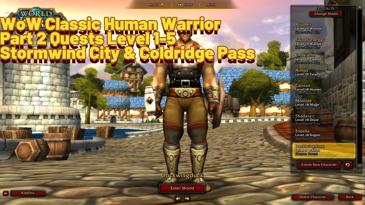 WoW Classic 100% Run – Human Warrior Part 2 Levels 1–5 Quests | Coldridge Valley