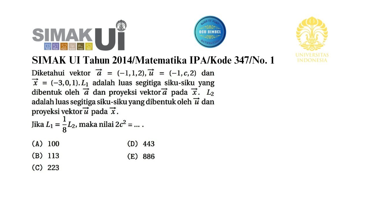 SIMAK UI Tahun 2014/Matematika IPA/Kode 347/No. 1 (Vektor) - YouTube