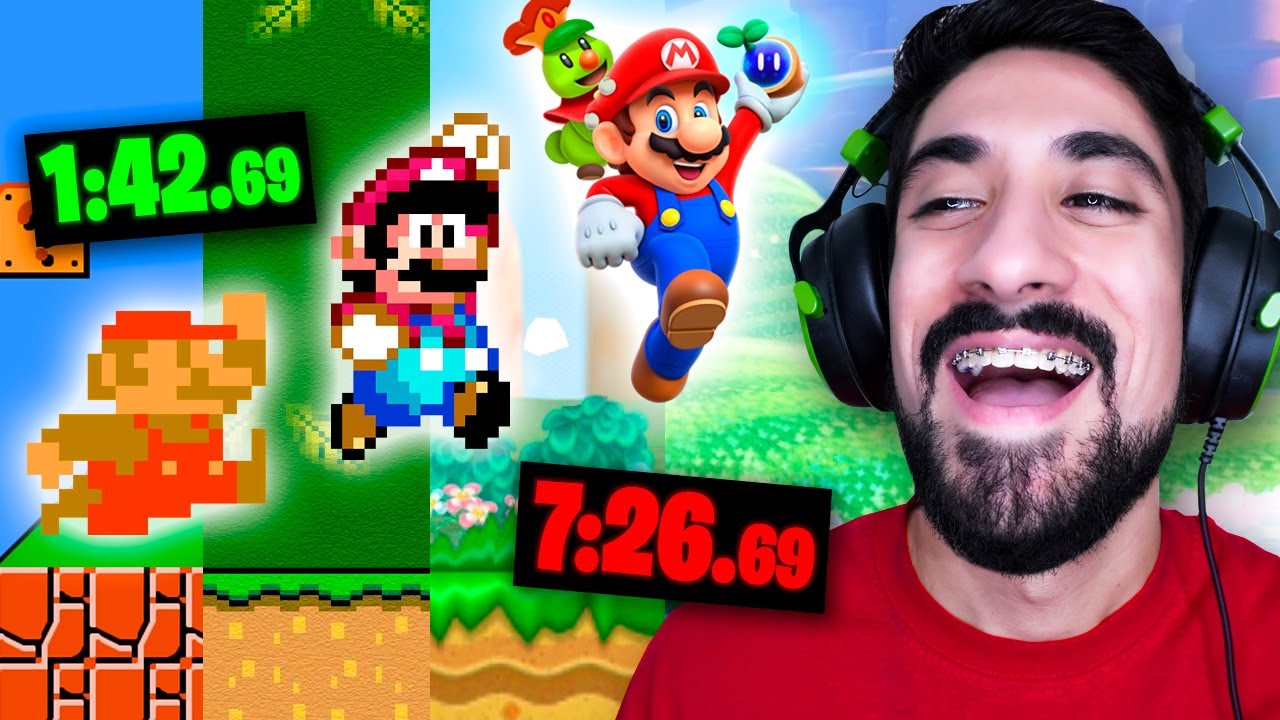 ¿Qué tanto se puede avanzar SIN SALTAR en CADA JUEGO de Mario? 😳