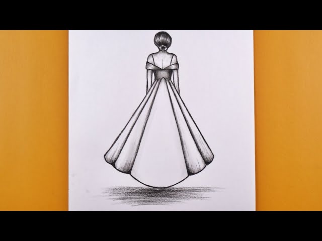 easy drawing tutorial of girl with beautiful gown dress #shortsvideo  #girl_drawing #gown #love #viral #art #easy #girl #drawing #viralvideo  Farjana Drawing Academy | ABONI architecture & drawing studio | ABONI  architecture &