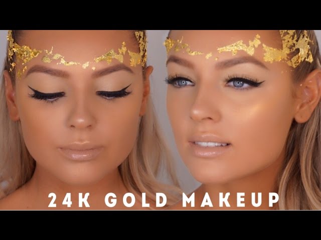 Gold Effect Dripping Lips Make up MUA Fashion SINGLE Canvas 