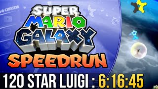 Super Mario Galaxy 120 Star Luigi Speedrun in 6:16:45