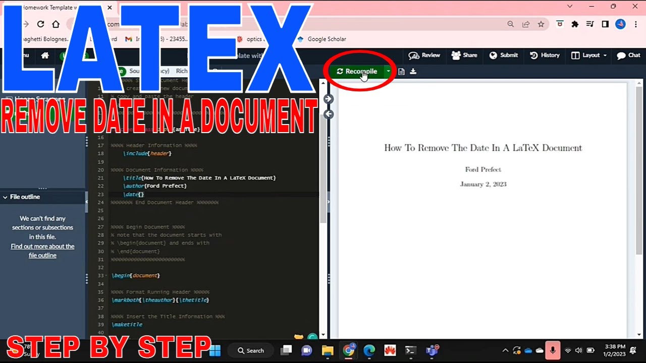 How To Remove The Date In A LaTeX Document YouTube How To Remove The Date In A LaTeX Document YouTube