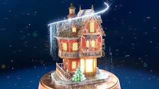 Animated Christmas Card Template - Tudor House Snowglobe