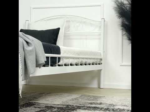 Кровать металлическая односпальная Griffin 90х200 см белая с ламелями без матраса, видео 1