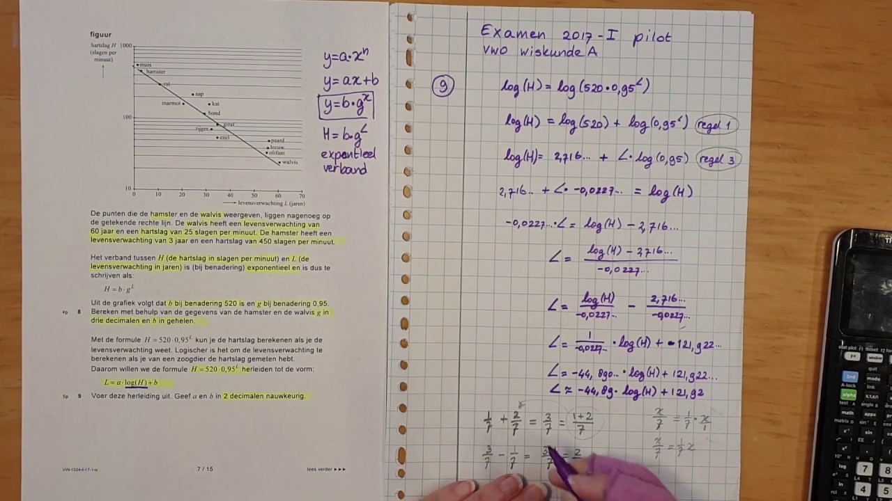 vwo examen wiskunde A 2017 I pilot opgave 9 - YouTube