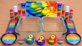 Rainbow Slime ASMR - Mixing Makeup Eyeshadow Into Slime
