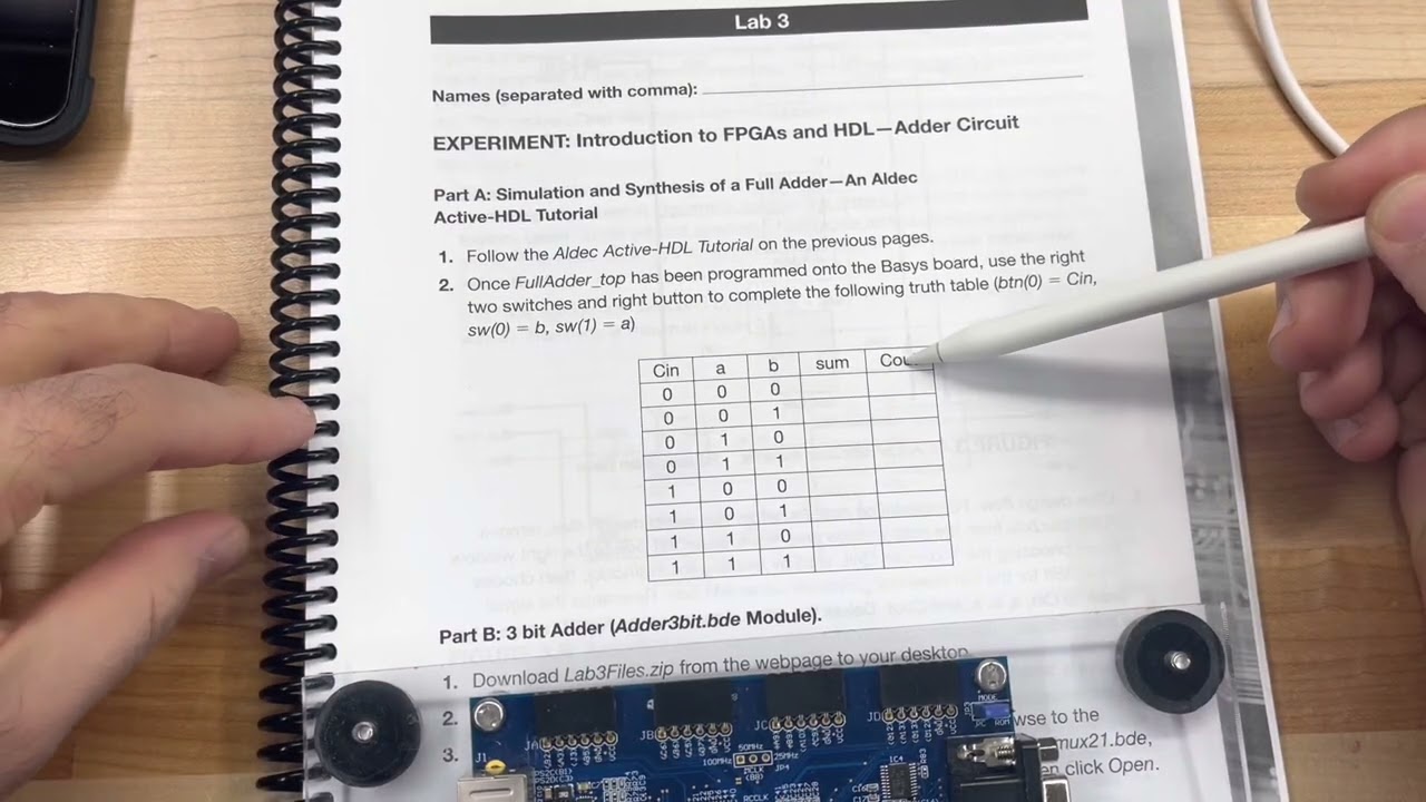 Building a circuit using active HDL and take the results