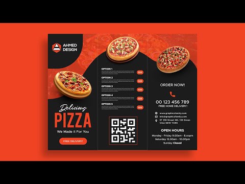 How to Make a Pizza Restaurant Tri Fold Brochure Design in Adobe Photoshop CC 2022