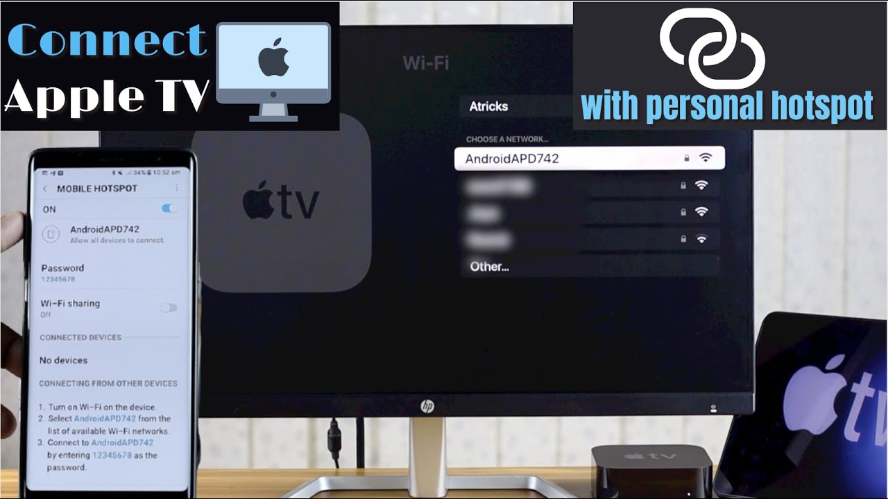 er nok Illustrer gå Connect Apple TV 4K To Personal Hotspot (iPhone & Android) - YouTube