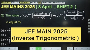 Q) The value of cot^(−1) (√(1+tan^2 (2)−1)/(tan(2))) −cot^(−1) (√(1+tan^2 (1/2)+1)/tan(1/2) )