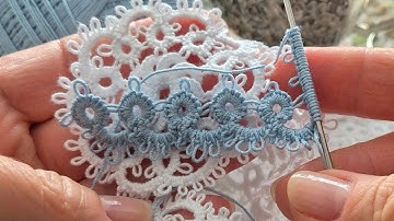 Full tutorial Tatting Stitching Lace Border One Needle Frivolite 