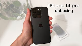 @Apple iPhone 14 Pro space black aesthetic unboxing // setup + camera test