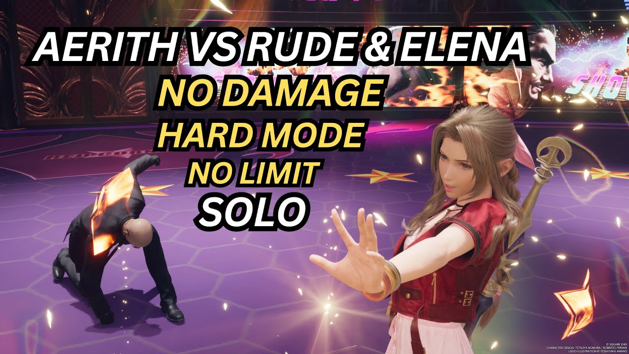 FFVII Rebirth Aerith Solo Vs Rude & Elena (No Damage, Hard Mode, No ...