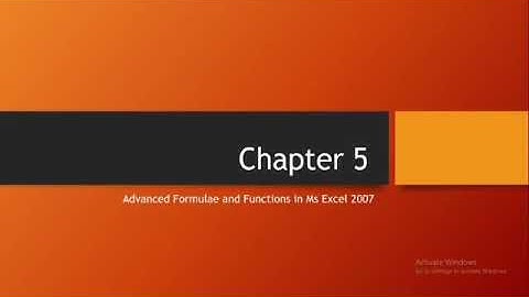 Class VII (Computer Applications) Chapter No. 5 (Advance Formulae and Functions in MS Excel 2007)