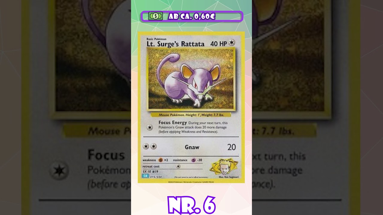 Die Top 10 wertvollsten Karten von Rattfratz Pokédex Nr. 0019 
