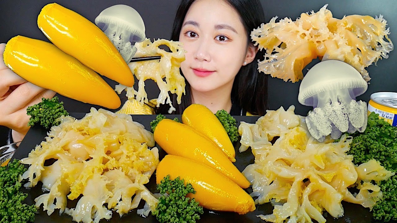 ASMR MUKBANG | Медуза + Комочиярика💛 Медузы С Горчичным Соусом *Салат Из Медузы | eating