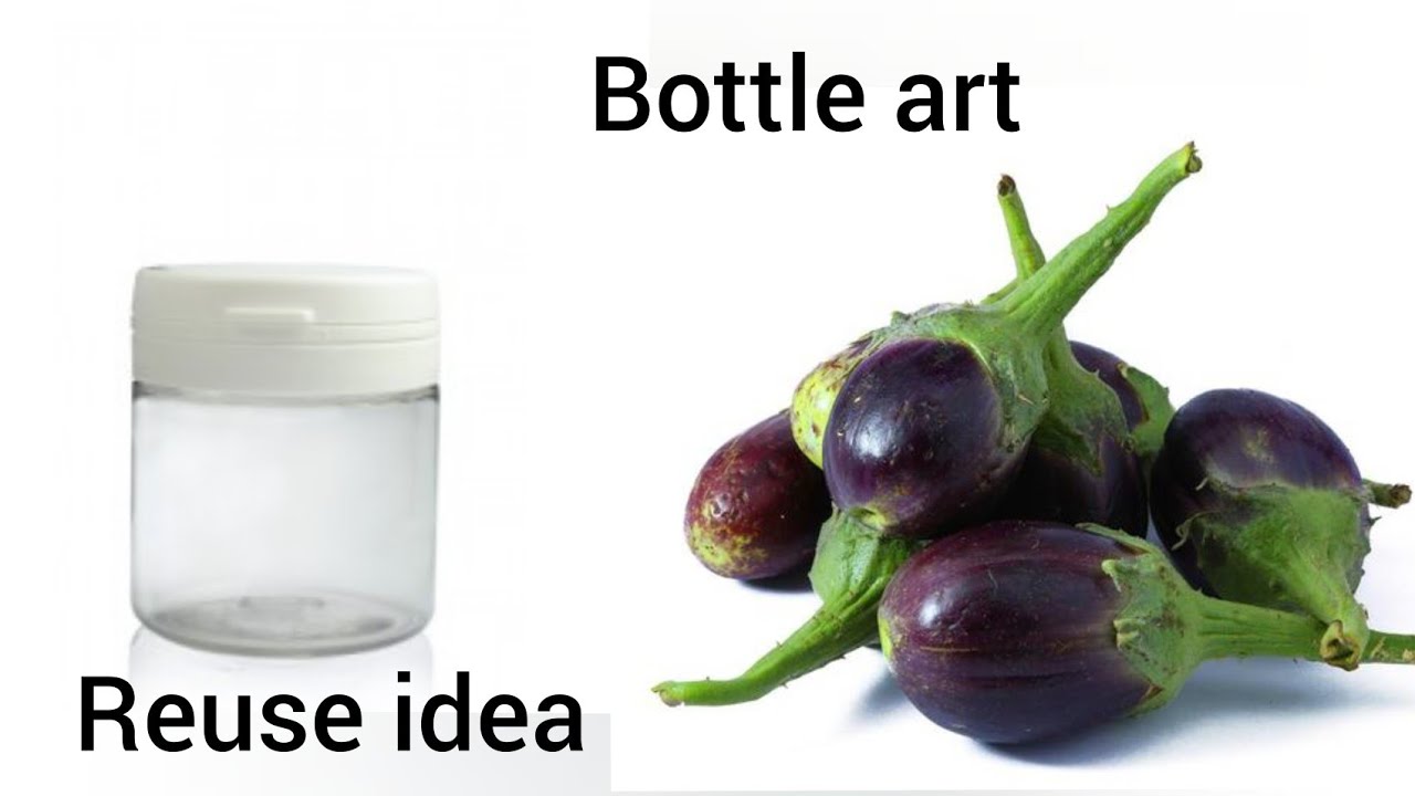acrlic empty bottle reuse idea/miniature bottleart/recreation in paint bottle/vegetable/brinjal