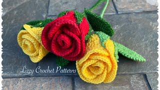 How to crochet a long stem Rose🌹step by step beginner friendly