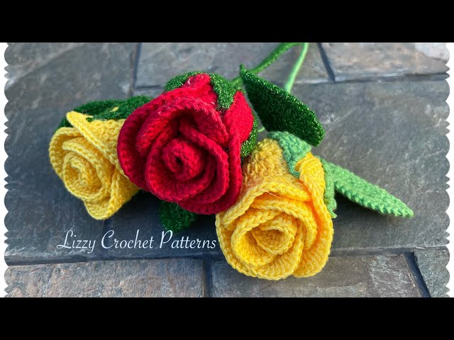 How To Crochet A Long Stem Rose Step By