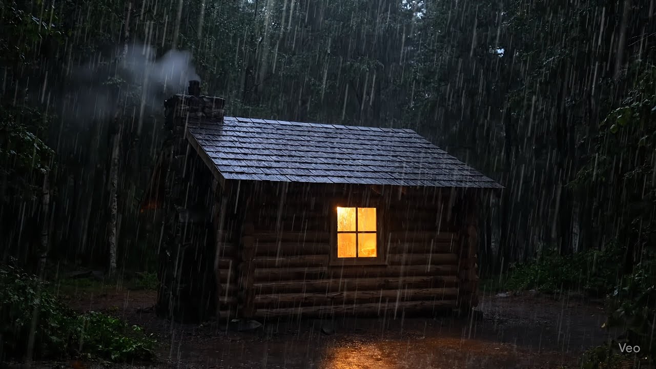 🌲 Cabin in the Woods Rain – Heavy Rain Sounds for Deep Sleep & Focus ...