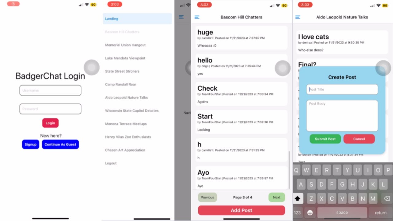 Badger Chat App Demo (built with React Native) - YouTube