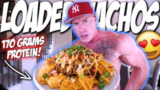 10 MINUTE BODYBUILDING LOADED NACHOS | Only 45 Grams Carbs!! Easy High Protein Recipe!