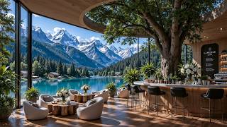 Peaceful Jazz To Rest Your Mind & Drift Away | Scenic Lakeside Café Ambience For Deep Calm