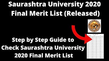 Saurashtra University 2020 Final Merit List (Released) - How to Check Saurashtra Final Merit List