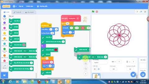 Lập trình Scratch vẽ đường tròn theo công thức tính chu vi và tạo chùm hoa tròn