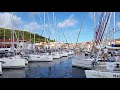 Two Sailboats leaving the harbor of Korcula, Croatia