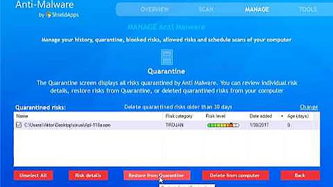 Anti Malware - Quarantine Feature