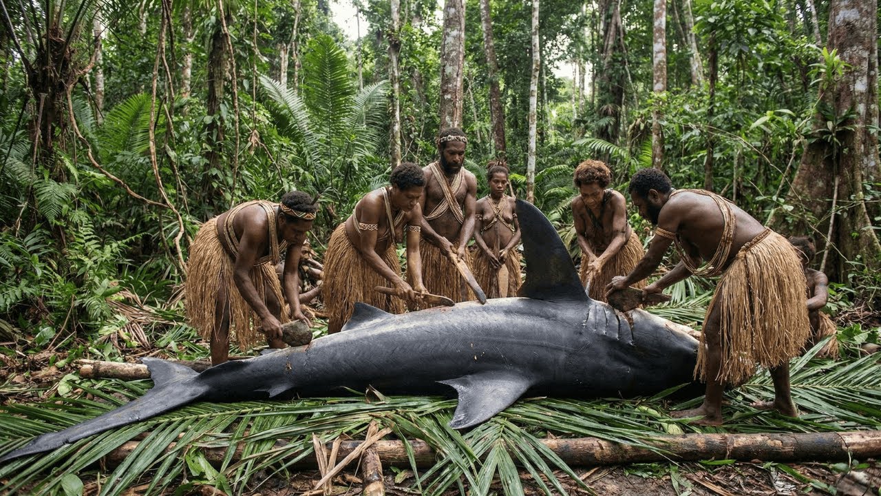 Bull Shark in the Jungle River | How the Korowai Live Completely Off the Land (No Modern Tools)
