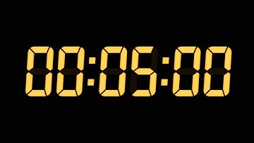 5 Minutes Digital Countdown Timer | Black Background | Yellow Text | No Sounds